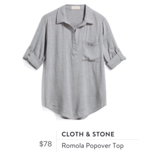 Anthropologie Tops - ANTHROPOLOGIE Cloth & Stone Romola Popover Top Gray Size XS